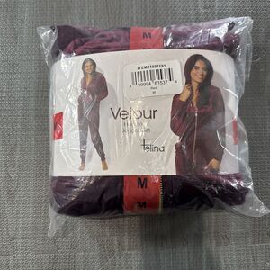 FELINA WOMENS VELOUR ZIP HOODIE & JOGGER SET SOFT 2 PIECE TRACKSUIT LOUNGEWEAR